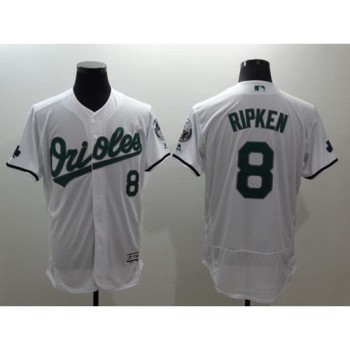 Orioles #8 Cal Ripken White Celtic Flexbase Authentic Collection Stitched MLB Jersey Orioles #8 Cal Ripken White Celtic Flexbase Authentic Collection Stitched MLB Jersey