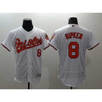 Orioles #8 Cal Ripken White Flexbase Authentic Collection Stitched MLB Jersey Orioles #8 Cal Ripken White Flexbase Authentic Collection Stitched MLB Jersey
