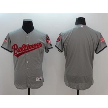 Orioles Blank Grey Fashion Stars & Stripes Flexbase Authentic Stitched MLB Jersey Orioles Blank Grey Fashion Stars & Stripes Flexbase Authentic Stitched MLB Jersey