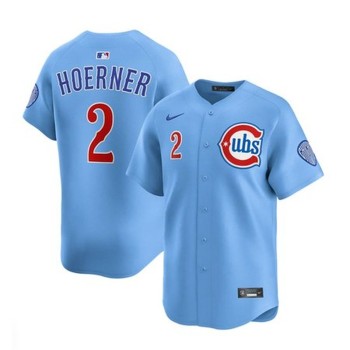 Men's Chicago Cubs #2 Nico Hoerner Blue 2024/25 2nd Alternate Limited Stitched Baseball Jersey Men's Chicago Cubs #2 Nico Hoerner Blue 2024/25 2nd Alternate Limited Stitched Baseball Jersey