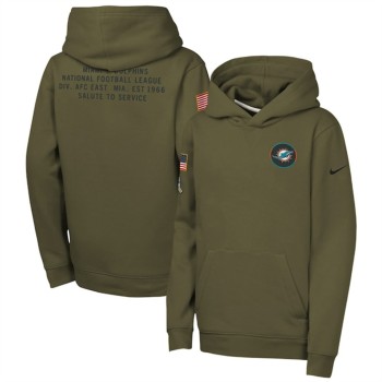 Youth Miami Dolphins Olive 2025 Salute to Service Club Fleece Hoodie Youth Miami Dolphins Olive 2025 Salute to Service Club Fleece Hoodie
