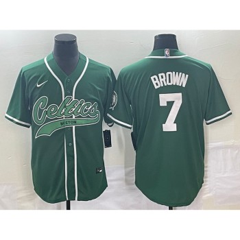 Men's Boston Celtics #7 Jaylen Brown Green Stitched Baseball Jersey Men's Boston Celtics #7 Jaylen Brown Green Stitched Baseball Jersey