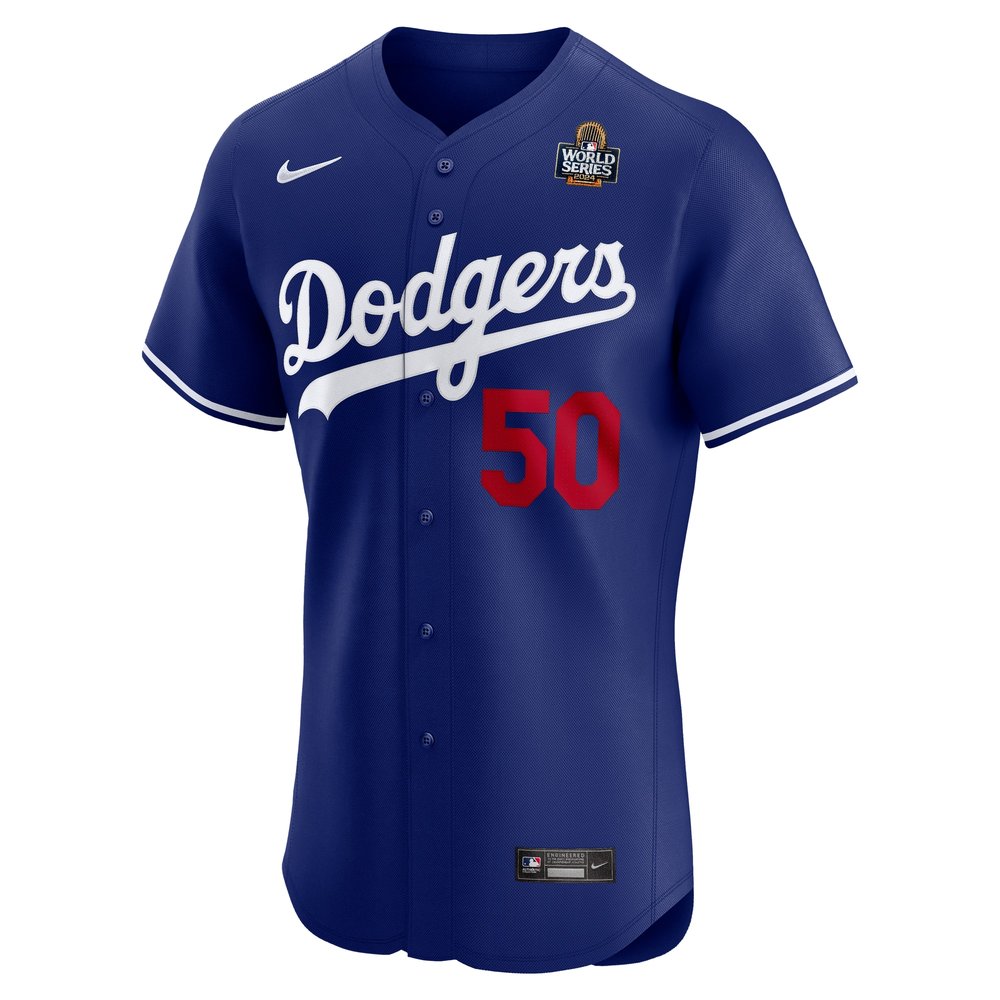 Men's Los Angeles Dodgers #50 Mookie Betts Royal 2024 World Series Alternate Elite Player Jersey Men's Los Angeles Dodgers #50 Mookie Betts Royal 2024 World Series Alternate Elite Player Jersey
