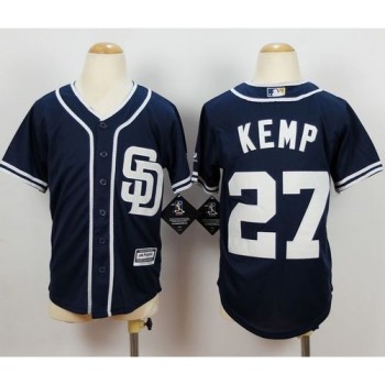 Padres #27 Matt Kemp Navy Blue Alternate 1 Stitched Youth MLB Jersey Padres #27 Matt Kemp Navy Blue Alternate 1 Stitched Youth MLB Jersey