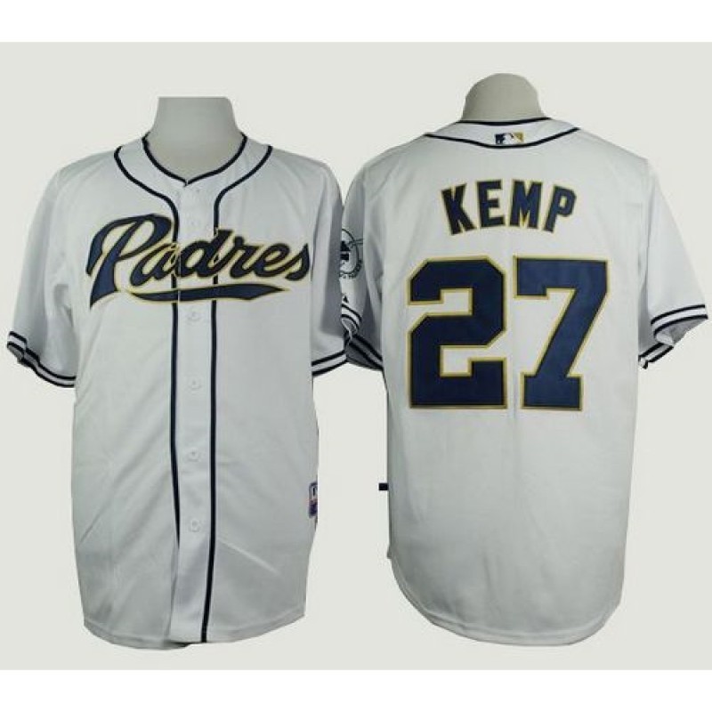 Padres #27 Matt Kemp White Cool Base Stitched MLB Jersey