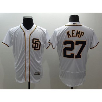Padres #27 Matt Kemp White Flexbase Authentic Collection Stitched MLB Jersey Padres #27 Matt Kemp White Flexbase Authentic Collection Stitched MLB Jersey