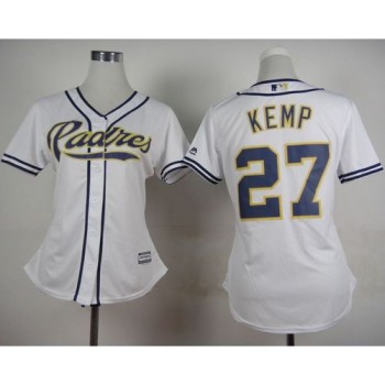 Padres #27 Matt Kemp White Home Women's Stitched MLB Jersey Padres #27 Matt Kemp White Home Women's Stitched MLB Jersey