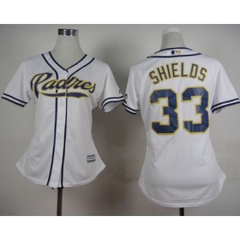 Padres #33 James Shields White Home Women's Stitched MLB Jersey Padres #33 James Shields White Home Women's Stitched MLB Jersey