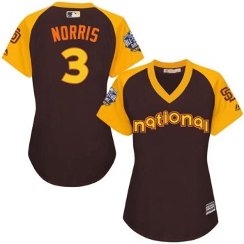 Padres #3 Derek Norris Brown 2016 All-Star National League Women's Stitched MLB Jersey Padres #3 Derek Norris Brown 2016 All-Star National League Women's Stitched MLB Jersey