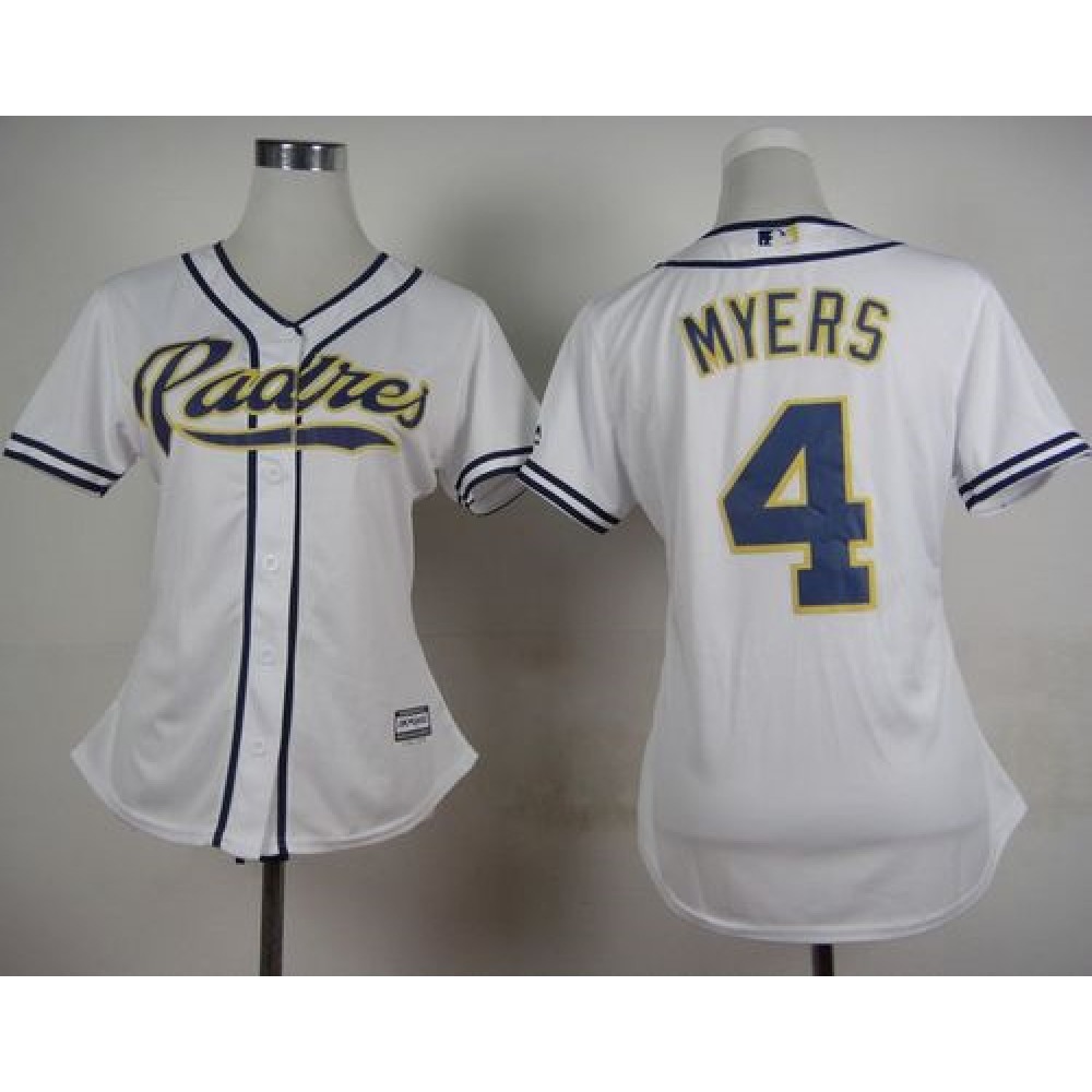 Padres #4 Wil Myers White Home Women's Stitched MLB Jersey