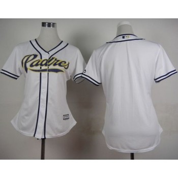 Padres Blank White Women's Home Stitched MLB Jersey Padres Blank White Women's Home Stitched MLB Jersey