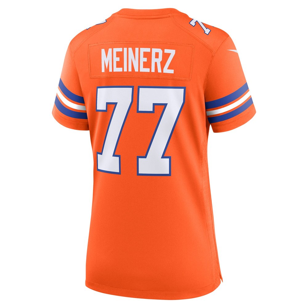 Women's Denver Broncos Quinn Meinerz Orange Mile High Collection 1977 Throwback Player Game Jersey Women's Denver Broncos Quinn Meinerz Orange Mile High Collection 1977 Throwback Player Game Jersey