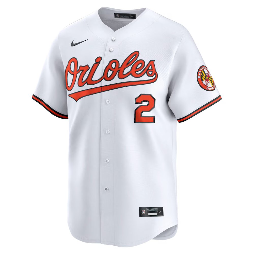 Men's Baltimore Orioles #2 Gunnar Henderson White Home Limited Player Jersey Men's Baltimore Orioles #2 Gunnar Henderson White Home Limited Player Jersey
