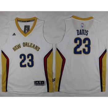 Pelicans #23 Anthony Davis White Stitched Youth NBA Jersey