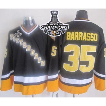 Penguins #35 Tom Barrasso Black/Yellow CCM Throwback 2016 Stanley Cup Champions Stitched NHL Jersey Penguins #35 Tom Barrasso Black/Yellow CCM Throwback 2016 Stanley Cup Champions Stitched NHL Jersey