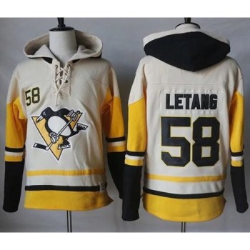 Penguins #58 Kris Letang Cream/Gold Sawyer Hooded Sweatshirt Stitched NHL Jersey Penguins #58 Kris Letang Cream/Gold Sawyer Hooded Sweatshirt Stitched NHL Jersey