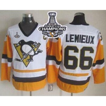 Penguins #66 Mario Lemieux White/Black CCM Throwback 2016 Stanley Cup Champions Stitched NHL Jersey Penguins #66 Mario Lemieux White/Black CCM Throwback 2016 Stanley Cup Champions Stitched NHL Jersey