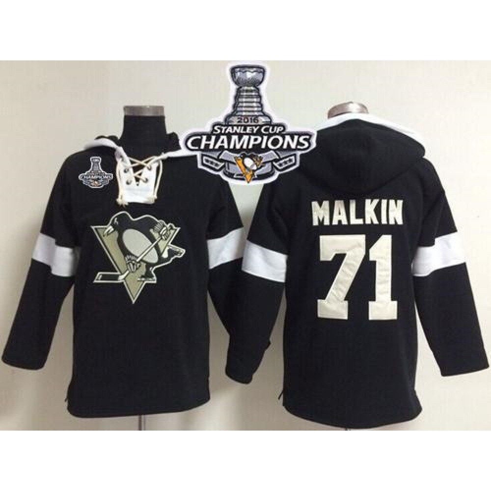 Penguins #71 Evgeni Malkin Black 2016 Stanley Cup Champions NHL Pullover Hoodie