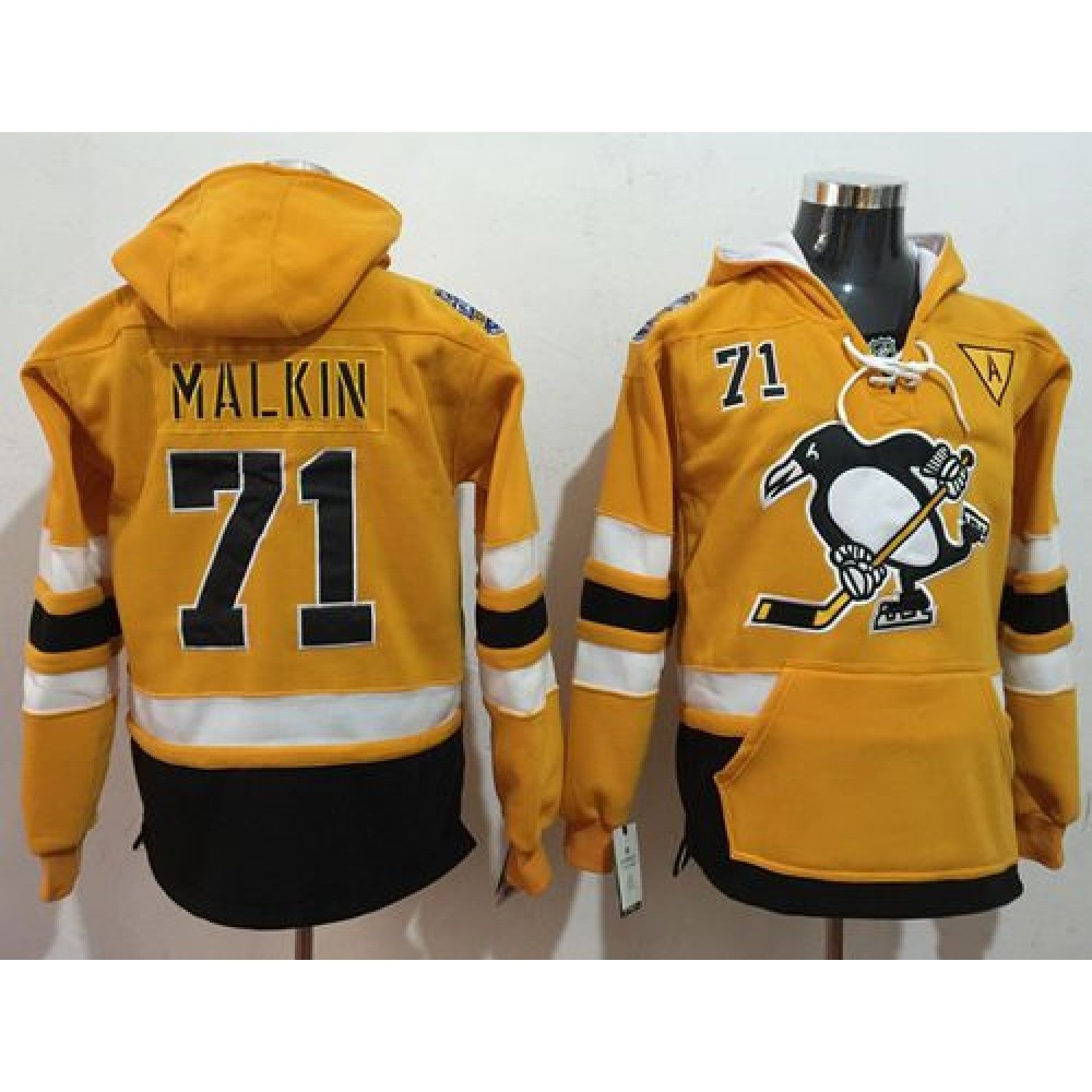 Penguins #71 Evgeni Malkin Gold Sawyer Hooded Sweatshirt 2017 Stadium Series Stitched NHL Jersey