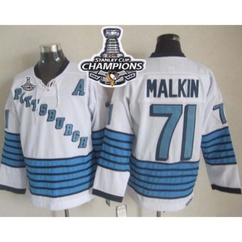Penguins #71 Evgeni Malkin White/Light Blue CCM Throwback 2016 Stanley Cup Champions Stitched NHL Jersey Penguins #71 Evgeni Malkin White/Light Blue CCM Throwback 2016 Stanley Cup Champions Stitched NHL Jersey