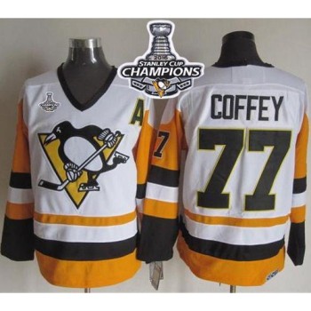 Penguins #77 Paul Coffey White/Black CCM Throwback 2016 Stanley Cup Champions Stitched NHL Jersey Penguins #77 Paul Coffey White/Black CCM Throwback 2016 Stanley Cup Champions Stitched NHL Jersey