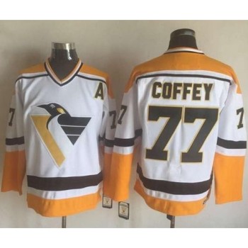 Penguins #77 Paul Coffey White/Yellow CCM Throwback Stitched NHL Jersey Penguins #77 Paul Coffey White/Yellow CCM Throwback Stitched NHL Jersey