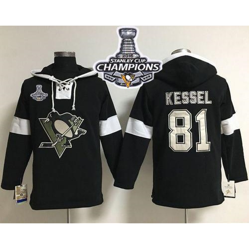 Penguins #81 Phil Kessel Black 2016 Stanley Cup Champions Pullover NHL Hoodie