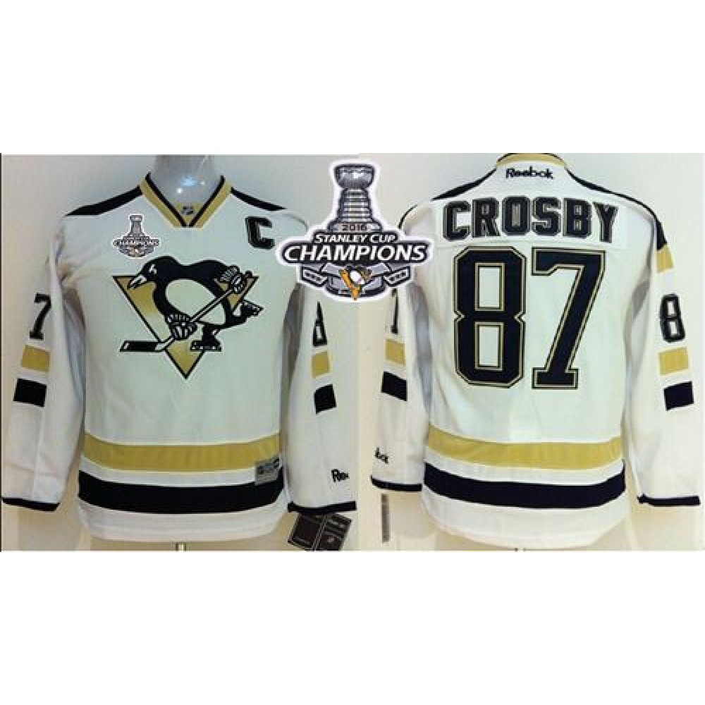 Penguins #87 Sidney Crosby White 2014 Stadium Series 2016 Stanley Cup Champions Stitched Youth NHL Jersey