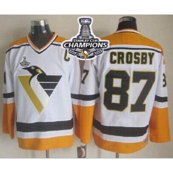 Penguins #87 Sidney Crosby White/Yellow CCM Throwback 2016 Stanley Cup Champions Stitched NHL Jersey Penguins #87 Sidney Crosby White/Yellow CCM Throwback 2016 Stanley Cup Champions Stitched NHL Jersey