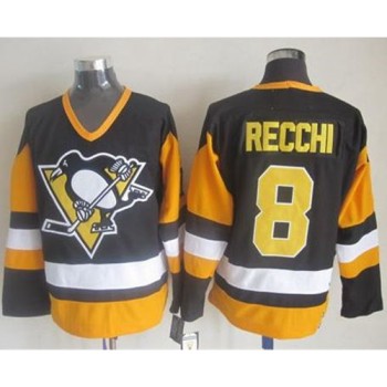 Penguins #8 Mark Recchi Black CCM Throwback Stitched NHL Jersey Penguins #8 Mark Recchi Black CCM Throwback Stitched NHL Jersey