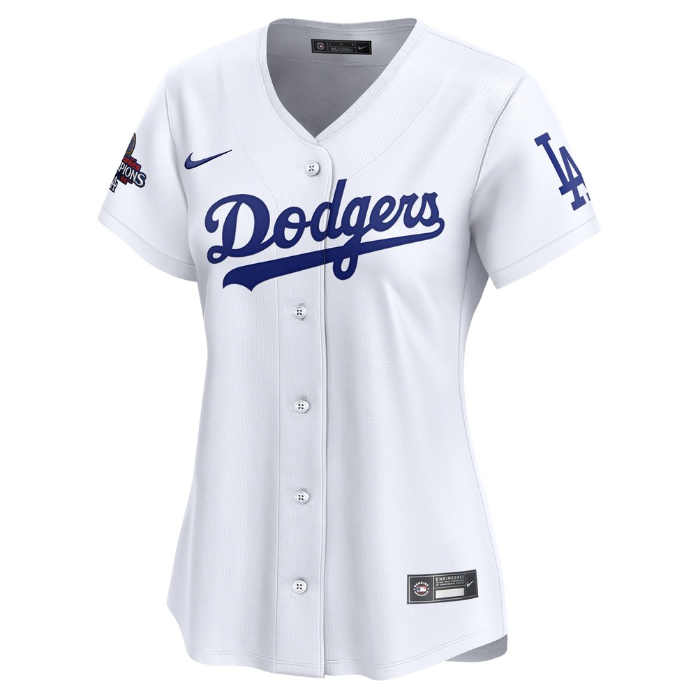 Women's Los Angeles Dodgers White 2024 World Series Champions Home Limited Jersey Women's Los Angeles Dodgers White 2024 World Series Champions Home Limited Jersey