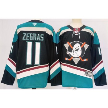 Men's Anaheim Ducks #11 Trevor Zegras Black/Teal 2024-25 Stitched Premium Jersey Men's Anaheim Ducks #11 Trevor Zegras Black/Teal 2024-25 Stitched Premium Jersey