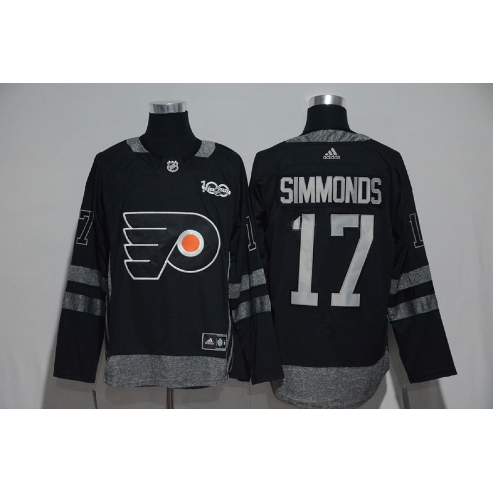 Philadelphia Flyers #17 Wayne Simmonds Black Men's 1917-2017 100th Anniversary  Stitched NHL Jersey