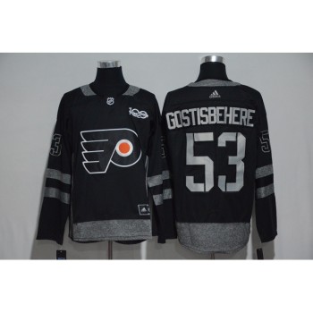 Philadelphia Flyers #53 Shayne Gostisbehere Black Men's 1917-2017 100th Anniversary Stitched NHL Jersey Philadelphia Flyers #53 Shayne Gostisbehere Black Men's 1917-2017 100th Anniversary Stitched NHL Jersey
