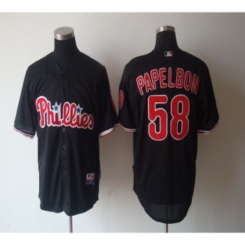 Phillies #58 Jonathan Papelbon Black Cool Base Stitched MLB Jersey Phillies #58 Jonathan Papelbon Black Cool Base Stitched MLB Jersey