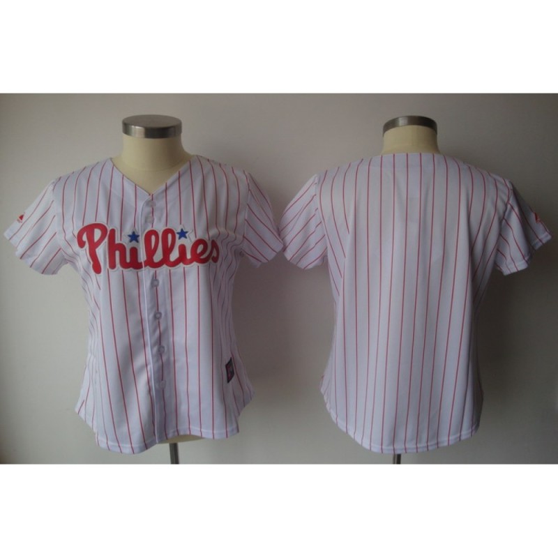 Phillies Blank White With Red Strip Women's Fashion Stitched MLB Jersey Phillies Blank White With Red Strip Women's Fashion Stitched MLB Jersey