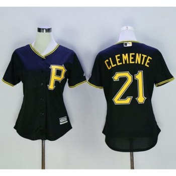 Pirates #21 Roberto Clemente Black Women's Alternate Stitched MLB Jersey Pirates #21 Roberto Clemente Black Women's Alternate Stitched MLB Jersey