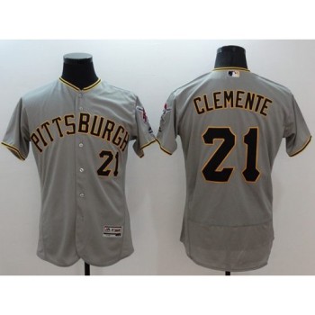 Pirates #21 Roberto Clemente Grey Flexbase Authentic Collection Stitched MLB Jersey Pirates #21 Roberto Clemente Grey Flexbase Authentic Collection Stitched MLB Jersey