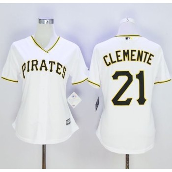 Pirates #21 Roberto Clemente White Women's Home Stitched MLB Jersey Pirates #21 Roberto Clemente White Women's Home Stitched MLB Jersey