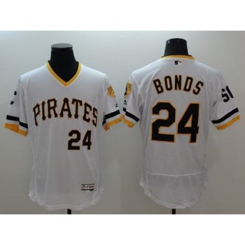 Pirates #24 Barry Bonds White Flexbase Authentic Collection Cooperstown Stitched MLB Jersey Pirates #24 Barry Bonds White Flexbase Authentic Collection Cooperstown Stitched MLB Jersey