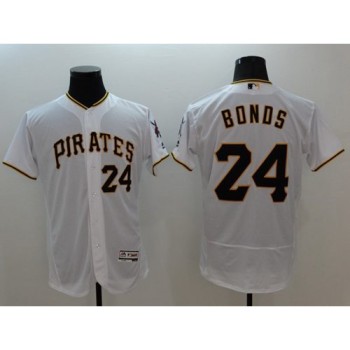 Pirates #24 Barry Bonds White Flexbase Authentic Collection Stitched MLB Jersey Pirates #24 Barry Bonds White Flexbase Authentic Collection Stitched MLB Jersey