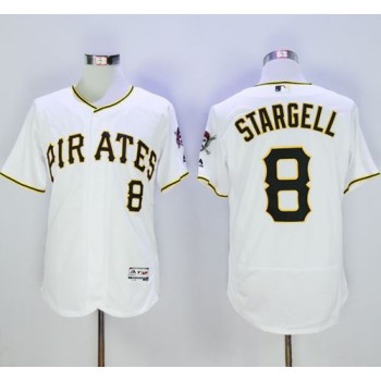 Pirates #8 Willie Stargell White Flexbase Authentic Collection Stitched MLB Jersey Pirates #8 Willie Stargell White Flexbase Authentic Collection Stitched MLB Jersey