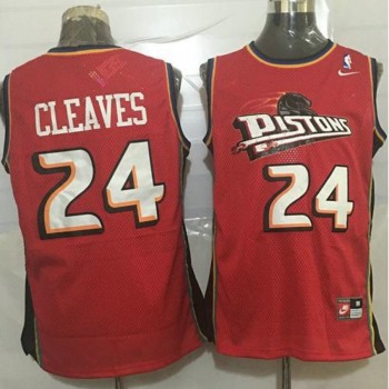 Pistons #24 Mateen Cleaves Red Throwback Stitched NBA Jersey Pistons #24 Mateen Cleaves Red Throwback Stitched NBA Jersey
