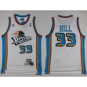 Pistons #33 Grant Hill White Throwback Stitched NBA Jersey Pistons #33 Grant Hill White Throwback Stitched NBA Jersey