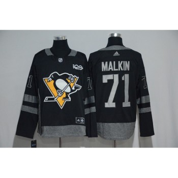 Pittsburgh Penguins #71 Evgeni Malkin Black Men's 1917-2017 100th Anniversary  Stitched NHL Jersey Pittsburgh Penguins #71 Evgeni Malkin Black Men's 1917-2017 100th Anniversary  Stitched NHL Jersey