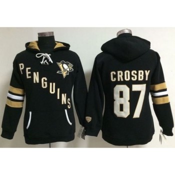 Pittsburgh Penguins #87 Sidney Crosby Black Women's Old Time Heidi NHL Hoodie Pittsburgh Penguins #87 Sidney Crosby Black Women's Old Time Heidi NHL Hoodie