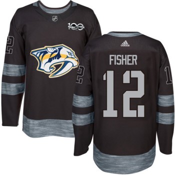 Predators #12 Mike Fisher Black 1917-2017 100th Anniversary Stitched NHL Jersey Predators #12 Mike Fisher Black 1917-2017 100th Anniversary Stitched NHL Jersey