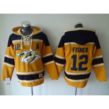 Predators #12 Mike Fisher Yellow Sawyer Hooded Sweatshirt Stitched NHL Jersey Predators #12 Mike Fisher Yellow Sawyer Hooded Sweatshirt Stitched NHL Jersey