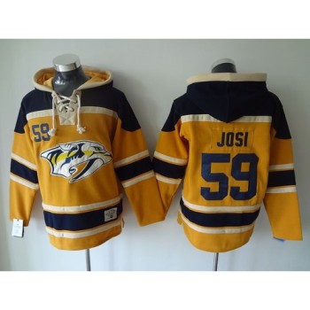 Predators #59 Roman Josi Yellow Sawyer Hooded Sweatshirt Stitched NHL Jersey Predators #59 Roman Josi Yellow Sawyer Hooded Sweatshirt Stitched NHL Jersey