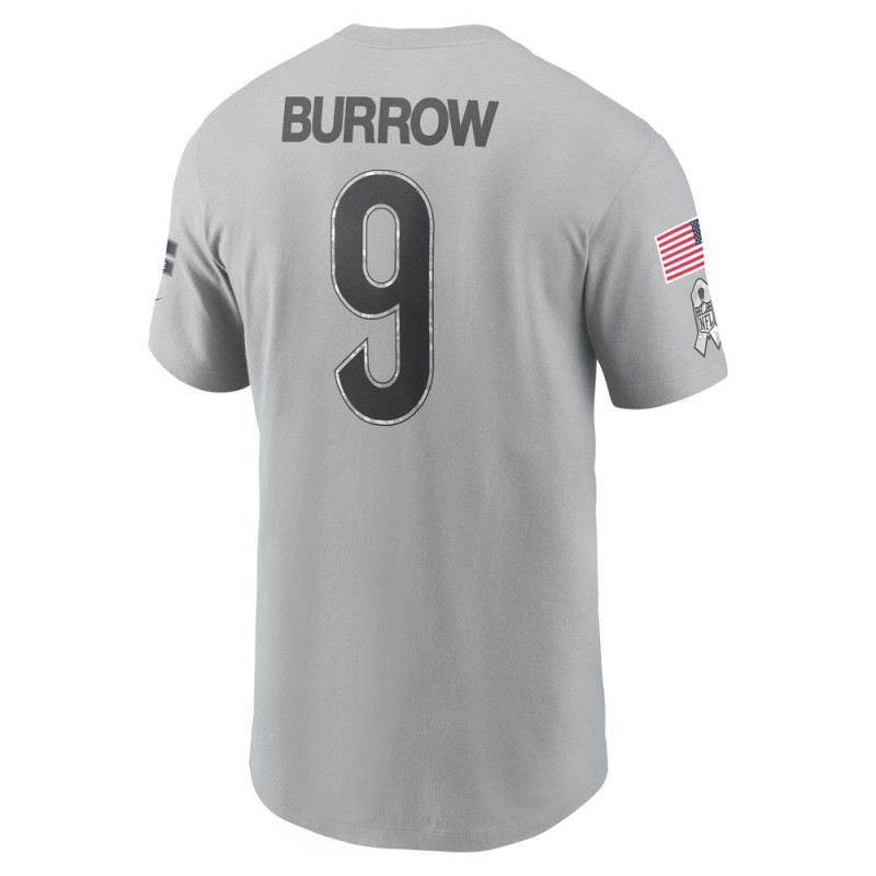 Men's Cincinnati Bengals Joe Burrow Gray 2024 Salute To Service Name & Number T-Shirt Men's Cincinnati Bengals Joe Burrow Gray 2024 Salute To Service Name & Number T-Shirt
